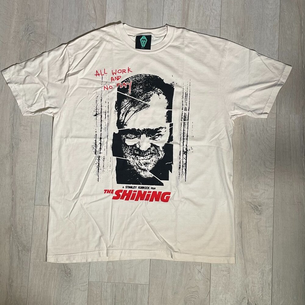 XL Graveyard Goods The Shining Here's Johnny Horror Short Sleeve Tan T-shirt OOP